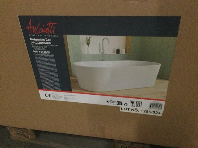 Vrijstaand ligbad, anconetti, ancodesign 828547, wit - afbeelding 2 van  4