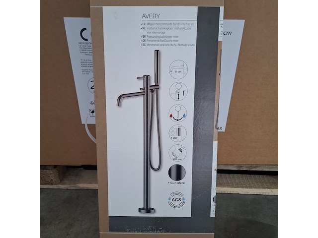 Vrijstaande badmengkraan, allibert, avery, gun metal - afbeelding 1 van  4