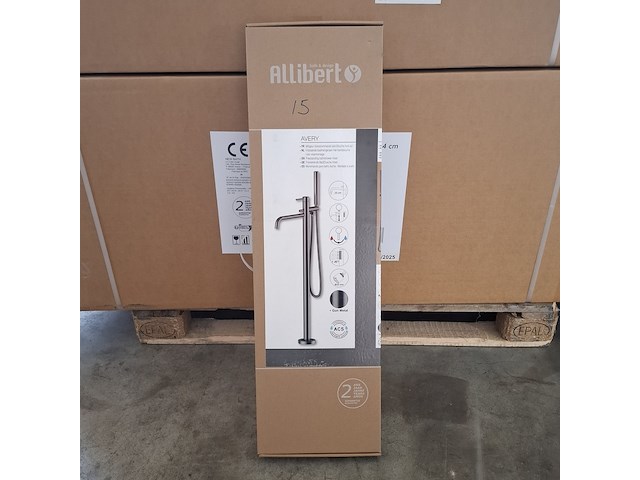 Vrijstaande badmengkraan, allibert, avery, gun metal - afbeelding 2 van  4