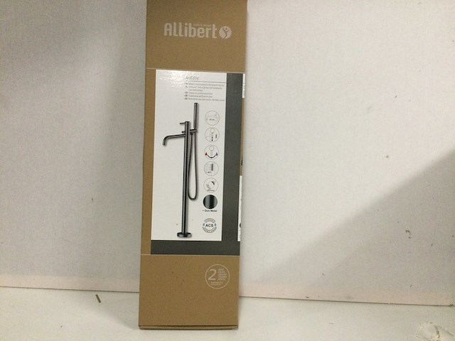 Vrijstaande badmengkraan met handdouche voor vloermontage, allibert, avery, gun metal - afbeelding 1 van  5
