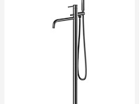 Vrijstaande badmengkraan met handdouche voor vloermontage, allibert, avery, gun metal - afbeelding 2 van  5