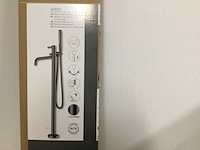 Vrijstaande badmengkraan met handdouche voor vloermontage, allibert, avery, gun metal - afbeelding 3 van  5