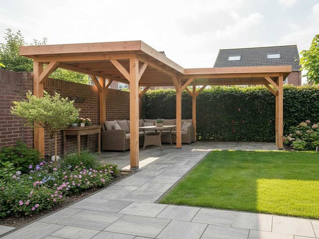 Vrijstaande hoekoverkapping 1000x800x257cm - afbeelding 1 van  11