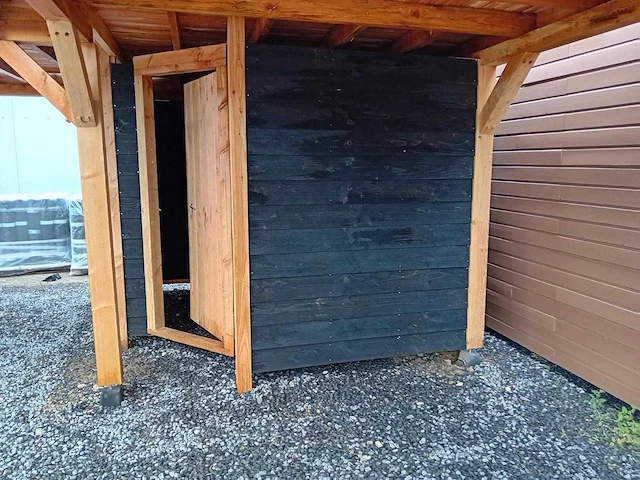 Vrijstaande hoekoverkapping met berging 600x600x257cm - afbeelding 2 van  14