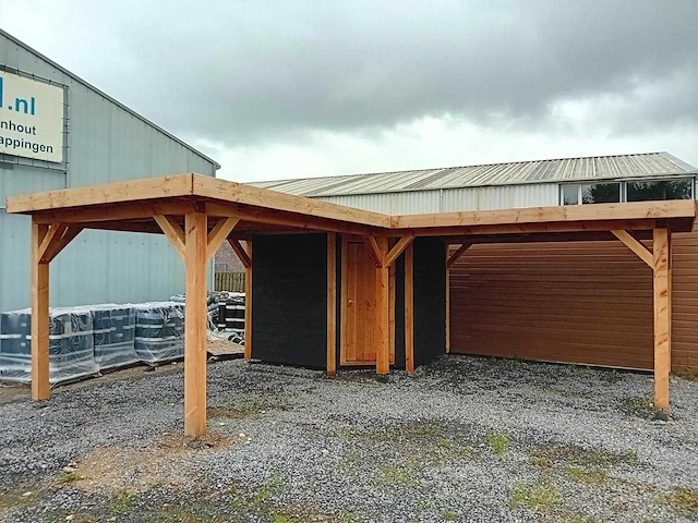 Vrijstaande hoekoverkapping met berging 600x600x257cm - afbeelding 9 van  14