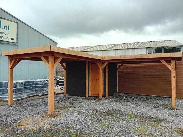 Vrijstaande hoekoverkapping met berging 900x600x257cm - afbeelding 9 van  14