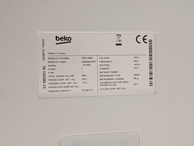 Vrijstaande koel-vriescombinatie, beko, rdse465k30pt - afbeelding 7 van  8