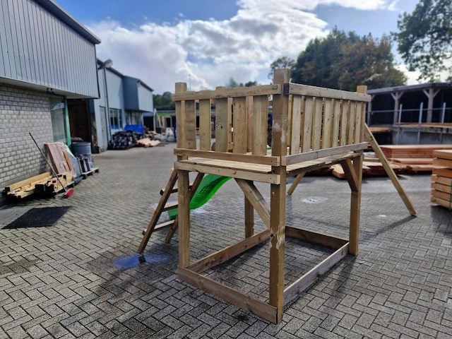 Vrijstaande speeltoren met schommel en glijbaan 410x300x200 cm - afbeelding 5 van  10