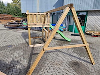 Vrijstaande speeltoren met schommel en glijbaan 410x300x200 cm - afbeelding 5 van  10