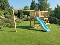 Vrijstaande speeltoren met schommel en glijbaan 410x300x200 cm - afbeelding 1 van  8