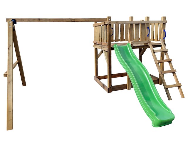 Vrijstaande speeltoren met schommel en glijbaan 410x300x200 cm - afbeelding 3 van  11