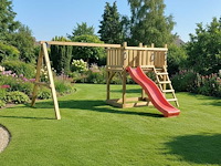 Vrijstaande speeltoren met schommel en glijbaan 410x300x200 cm