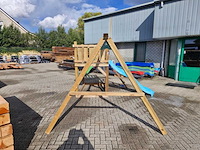 Vrijstaande speeltoren met schommel en glijbaan 410x300x200 cm - afbeelding 6 van  8