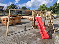 Vrijstaande speeltoren met schommel en glijbaan 410x300x200 cm - afbeelding 2 van  4