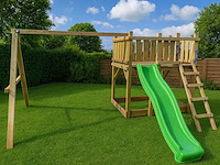 Vrijstaande speeltoren met schommel en glijbaan 410x300x200 cm - afbeelding 2 van  4