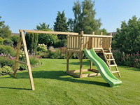Vrijstaande speeltoren met schommel en glijbaan 410x300x200 cm - afbeelding 1 van  5