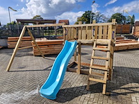Vrijstaande speeltoren met schommel en glijbaan 410x300x200 cm - afbeelding 2 van  8