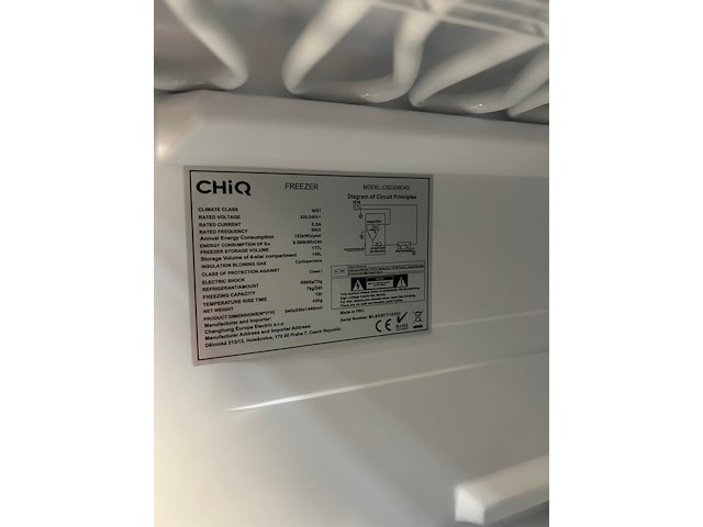 Vrijstaande vriezer 177 liter chiq, csd208d4d - afbeelding 5 van  6