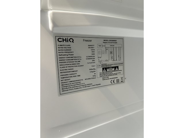 Vrijstaande vriezer 206 liter 6 lades, chiq, csd206neid - afbeelding 7 van  7