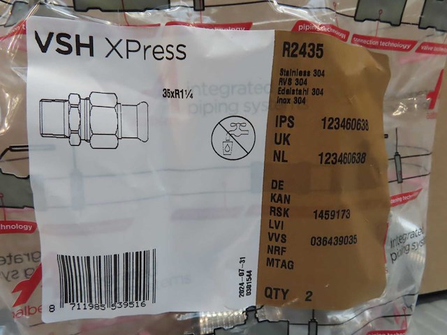 Vsh - xpress 35xr1.1/4 - koppeling (20x) - afbeelding 2 van  2