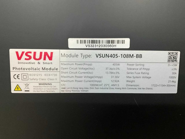 Vsun vsun405-108m-bb zonnepaneel (19x) - afbeelding 3 van  4