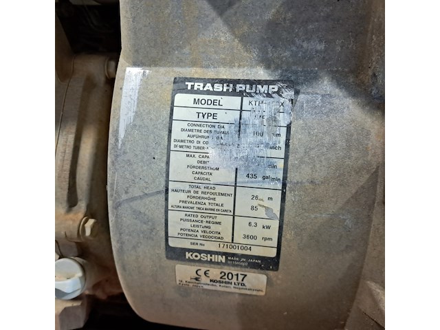 Vuilwaterpomp 96 m³ benzine koshin, kth-100x, bouwjaar 2018 - afbeelding 7 van  11
