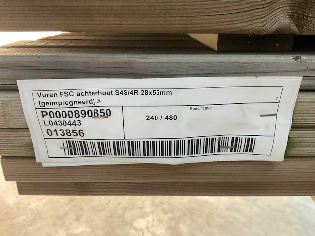 Vuren achterhout geïmpregneerd 450x5,5x2,8 cm (150x) - afbeelding 5 van  6