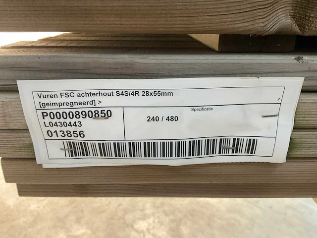 Vuren achterhout geïmpregneerd 450x5,5x2,8 cm (150x) - afbeelding 6 van  7