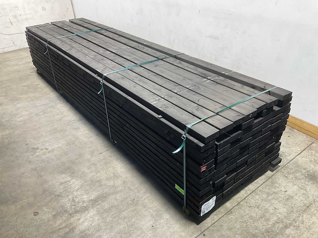 Vuren balk geschaafd zwart geïmpregneerd 400x12x4,5 cm (30x) - afbeelding 1 van  7