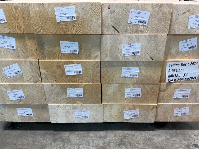 Vuren balk verlijmd 350x28x12 cm (10x) - afbeelding 7 van  7