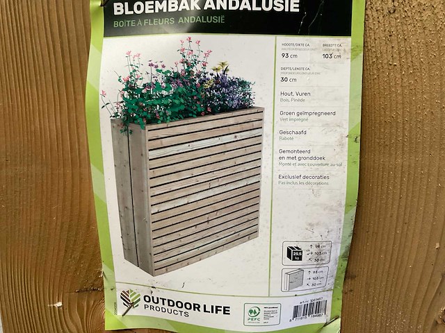 Vuren bloembak geïmpregneerd - 100x29x90 cm - afbeelding 4 van  5