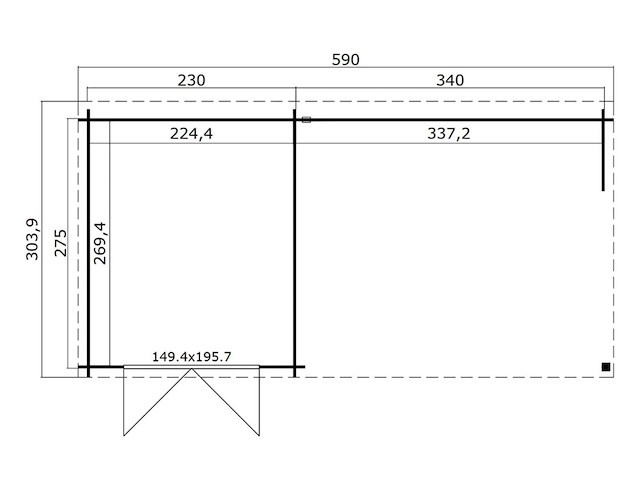 Vuren blokhut "flora" - 570x275x230 cm - afbeelding 2 van  22