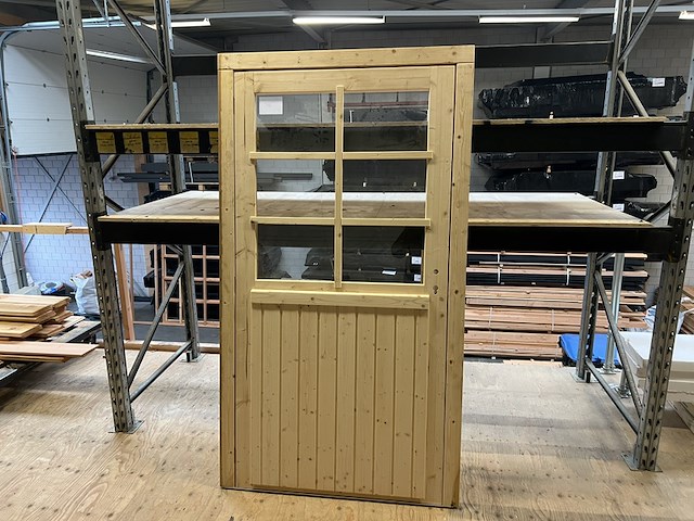 Vuren deurkozijn, glas gebarsten hillhout - afbeelding 1 van  3