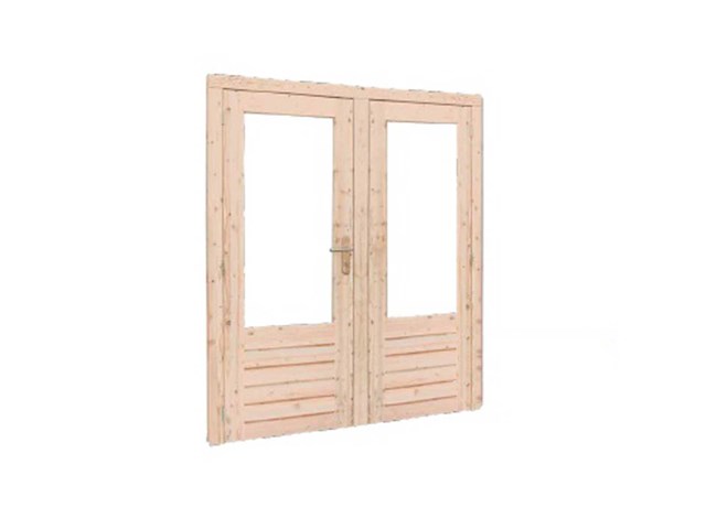 Vuren glasdeur dubbel voor tuinhuis - afbeelding 6 van  6