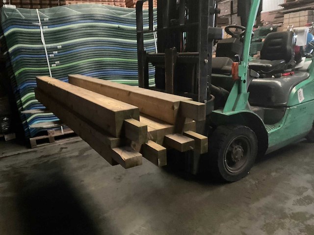 Vuren paal - 224x12x12 cm (6x) - afbeelding 2 van  5