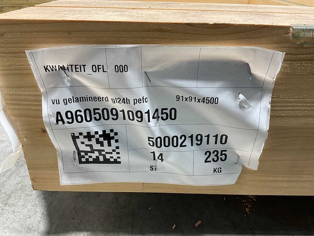 Vuren paal gelamineerd - 450x9,1x9,1 cm (14x) - afbeelding 8 van  8