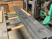 Vuren paal zwart gespoten - 250x14x14 cm (3x) - afbeelding 8 van  10
