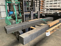 Vuren paal zwart gespoten - 250x14x14 cm (3x) - afbeelding 3 van  10