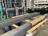 Vuren paal zwart gespoten - 250x14x14 cm (3x) - afbeelding 4 van  10