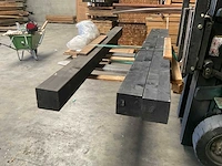 Vuren paal zwart gespoten - 250x14x14 cm (3x) - afbeelding 2 van  10