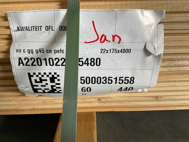 Vuren plank geschaafd met mes- en groef 480x16,5x1,8 cm (58x) - afbeelding 10 van  10
