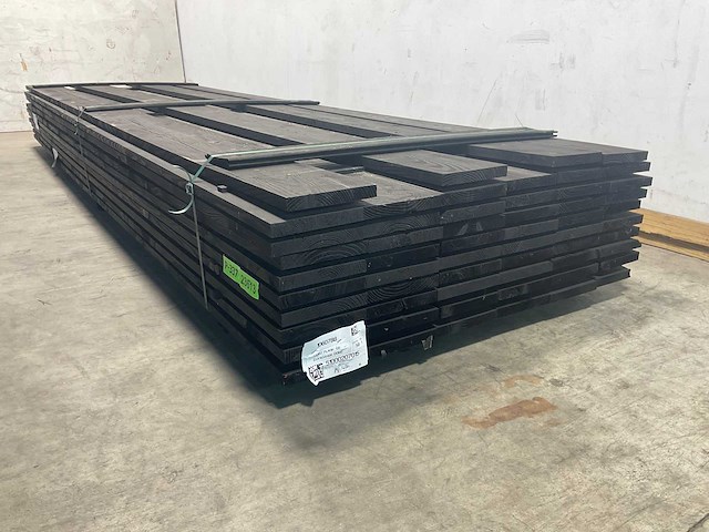 Vuren plank geschaafd zwart geïmpregneerd 400x19,5x2,5 cm (58x) - afbeelding 1 van  3