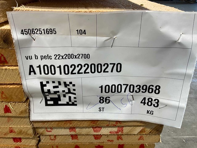 Vuren plank ruw 270x20x2,2 cm (54x) - afbeelding 7 van  8