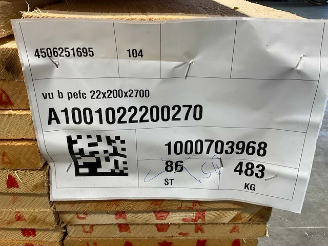 Vuren plank ruw 270x20x2,2 cm (54x) - afbeelding 7 van  8