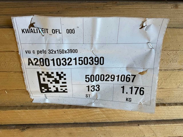 Vuren plank ruw 390x15x3,2 cm (54x) - afbeelding 5 van  5