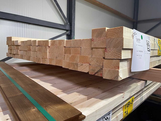 Vuren regels 4200x58x32mm (72x) - afbeelding 3 van  3