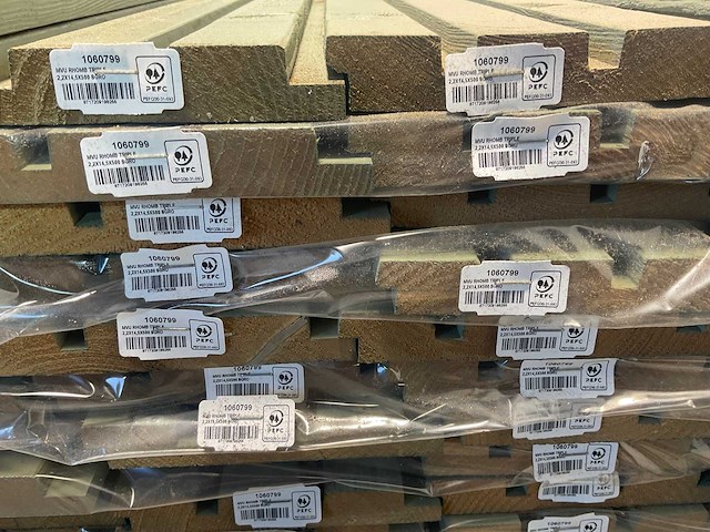 Vuren triple rhombusprofiel plank 500x14,5x2,2 cm (59x) - afbeelding 3 van  4
