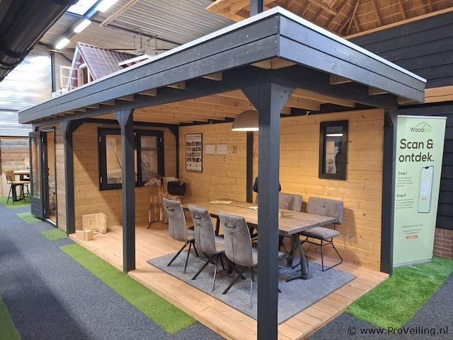 Vuren tuinhuis met overkapping - 760x280cm - afbeelding 1 van  15