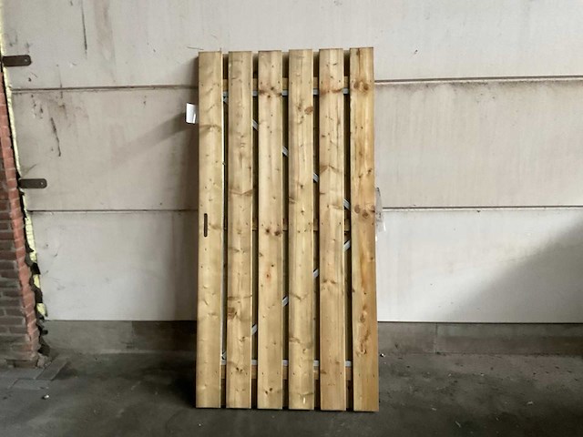 Vuren tuinpoort met metalen frame 195x100 cm - afbeelding 3 van  4