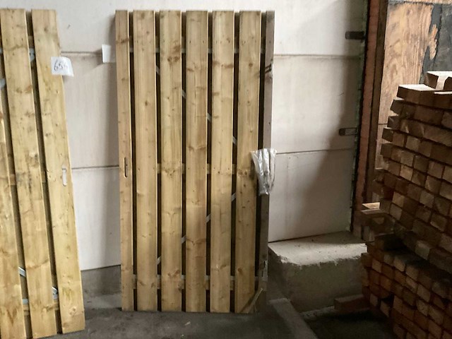 Vuren tuinpoort met metalen frame 195x100 cm - afbeelding 2 van  4